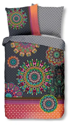 Produktbild von Hip Renforcé Bettwäsche - Amy - bunte Mandalas auf dunklem Hintergrund 135 x 200 cm bunte Mandalas auf dunklem Hintergrund