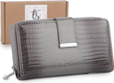 Produktbild von Jennifer Jones Damen Geldbörse Echtleder RFID Croco Grau