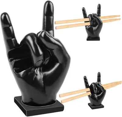 Immagine prodotto di Portabastoni da batteria manuali in resina - Espositori per accessori per batteria - Set da due - Nero - Decorazioni e articoli da regalo per batteristi