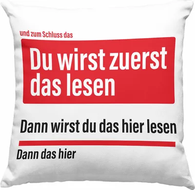 Produktbild von Trendation - Du Wirst Zuerst Das Lesen Lustige Deko-Kissen mit Füllung 40x40 Becher  Deko-Kissen mit Füllung 40x40 (Grau)