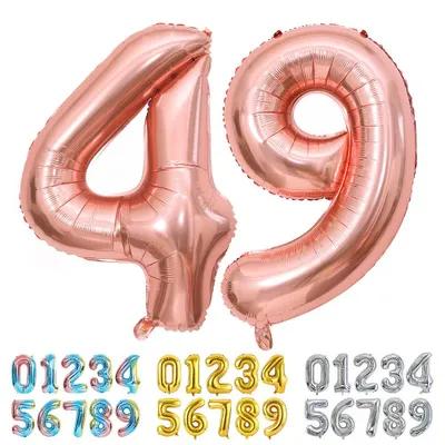 Folienballon Nummer 49/94, 70-80 cm, für Geburtstag & Hochzeit