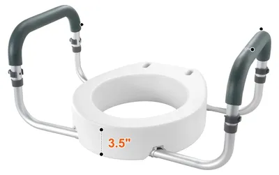 Obrázok produktu pre Zvýšené sedadlo na toaletu, nosnosť 136 kg, pohodlné opierky rúk, 3,5 palca