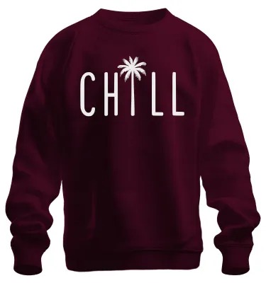 Zdjęcie produktu dla Chill Palm Tree Beach Holiday Summer Relax Sea Tropical Relaksująca bluza uni , bordowy, 3XL