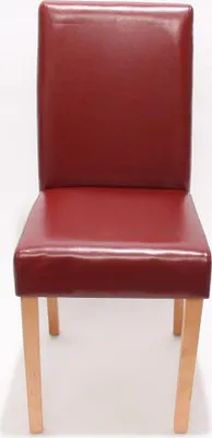 Immagine prodotto di set di 4 sedie per sala da pranzo Sedia da cucina Littau ~ pelle, gambe rosse chiare