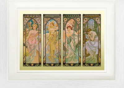 Produktbild von Alphonse Mucha Gerahmtes Bild Mit Edlem Passepartout | Wand-Bilder | Im Bilderrahmen - Die Vier Tageszeiten, 1899 (30 x 40 cm)