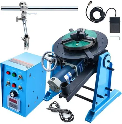 Obrázek produktu pro Svařovací otočný stůl - Svařovací polohovadlo 120 W - Manipulátor 0,5-6 otáček za minutu - Otočný stůl 25 kg (vodorovně)/50 kg (svisle) - Úhel sklonu 0-90° - Tříčelisťové sklíčidlo KD200 pro řezání, broušení, montáž