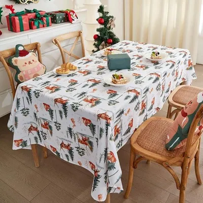 Saisonales Tischdecken für Weihnachten, waschbare Tischdecke für drinnen, Weihnachtsdekoration, festliche Tischgestaltung