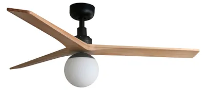 Image de Ventilateur de plafond à basse consommation avec éclairage et télécommande Klim M Noir / Chêne 125 cm