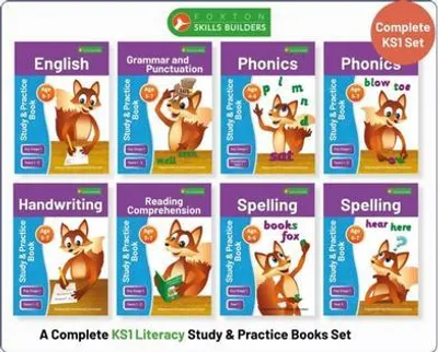 Immagine prodotto di Complete Key Stage 1 Literacy Study & Practice Books - 8-book bundle! English, Phonics, Spelling, Handwriting, Reading Comprehension for AGES 4 - 7