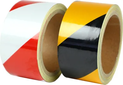 Produktbild von Reflektierendes Gefahrenwarnband Gelb & Schwarz 50 mm x 10 m  x  - Gelb & Schwarz - Glatt - Polyvinyl chloride (PVC) - 0,19 mm - Innenbereich - 6601005000010DUA