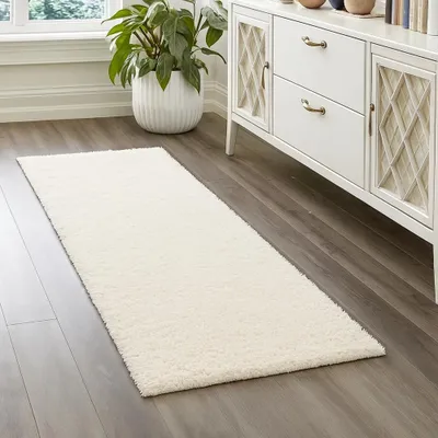 Obrázek produktu pro Koberec Shaggy v krémové barvě do obývacího pokoje a ložnice – příjemně měkký a stylový, rozměry: 80 x 150 cm