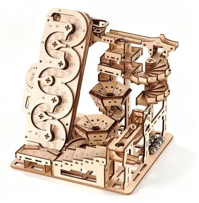 Produktbild von Trackball-Modellbausatz, DIY-Holzpuzzle, mechanische Kugelbahn, Puzzle-Holzkugelbahnen