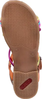 Produktbild von Rieker Damen Sandale mehrfarbig Metallic Look flach 65263, Größe:37 EU, Farbe:Mehrfarbig