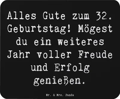 Produktbild von Mr. & Mrs. Panda Mauspad Spruch 32. Geburtstag - Schwarz - Geschenk, Happy Birthday, Geburtstagsgruß, laptop, Geburtstagsgeschenk, mousematte, Erfolg, feiern, Mouse Pad