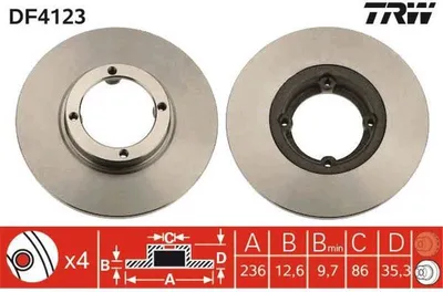 Immagine prodotto di 2x TRW DF4123 disco freno asse anteriore