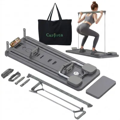 Produktbild von Caryota Pilates Board klappbar schwarz mit Squatbar, Timer und Handyhalterung 105cm