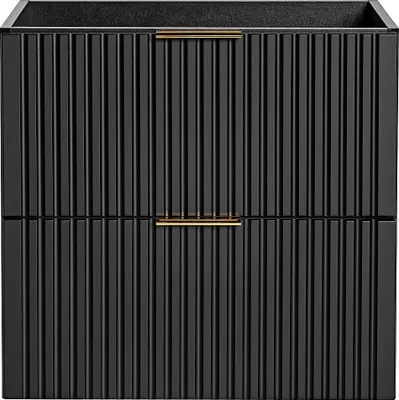 Produktbild von Waschbeckenunterschrank hängend - Streifenoptik - Schwarz - 60 cm - ZEVARA