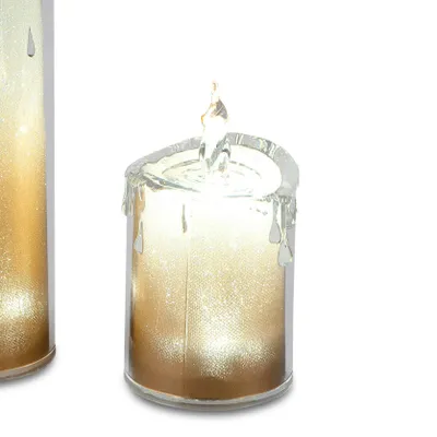 Produktbild von LED Kerze ACRYL GOLD creme gold H. 13,5cm D. 7cm mit Timer Formano W25
