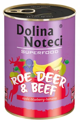 Produktbild von Dolina Noteci Glutenfrei Superfood Nassfutter für Hunde - Reh und Rind 400g (12-er pack)
