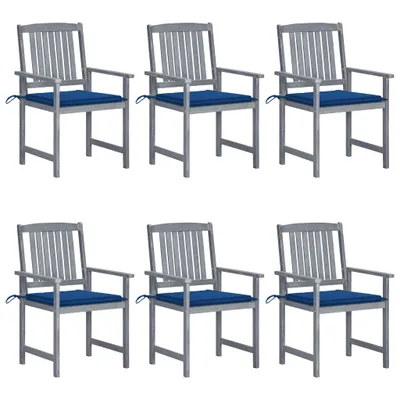 Image de Chaises de jardin avec coussins 6 pcs. Bois massif acacia gris