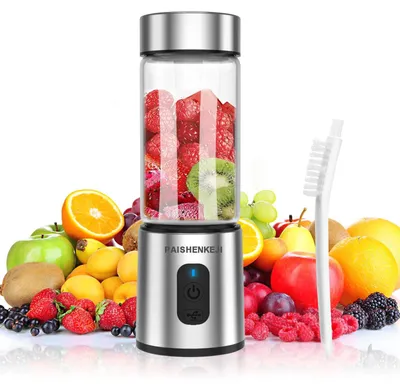 Tragbarer Mini-Mixer 400 ml, Glasbehälter, USB-C, 6 Edelstahlklingen