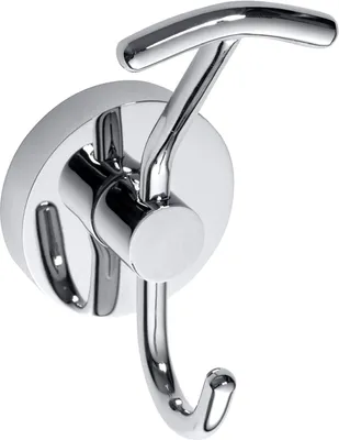 Produktbild von BOMEGA Kleiderhaken Messing Chrom poliert 55x116x60 mm für Bad & Küche >> zum Bohren oder Kleben
