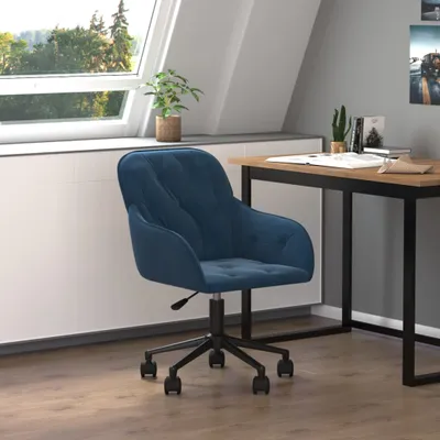 Immagine prodotto di The Living Store Sedia da ufficio girevole in velluto blu