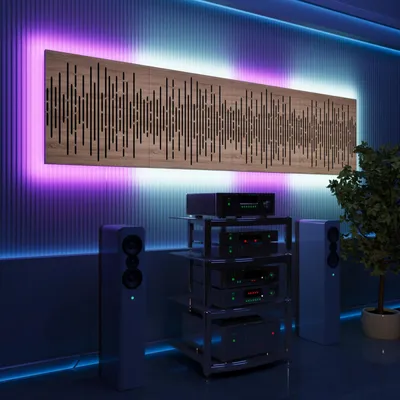 Zdjęcie produktu dla Zestaw 4 paneli akustycznych LED z podświetleniem RGB do systemu Echo Control | Panele dźwiękochłonne z podświetleniem | 4x WAVE – w zestawie | Sonoma