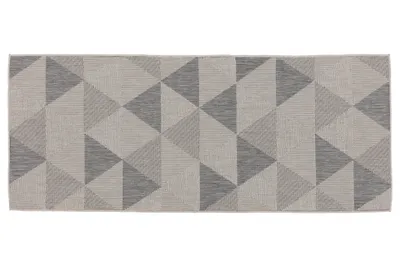 Produktbild von In- & Outdoor Kurzflor Teppich, Rutschfest, Balkon Terrasse Küchenteppich, Geometrisch -Silber - 80cm x 220cm - UV- und Witterungsbeständig