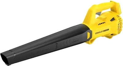 A yellow and black leaf blower is shown against a white background.