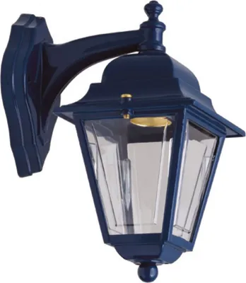 Produktbild von Außenleuchte Wand Echt-Messing E27 IP43 H: 26 cm Blau Rustikal Außenwandleuchte