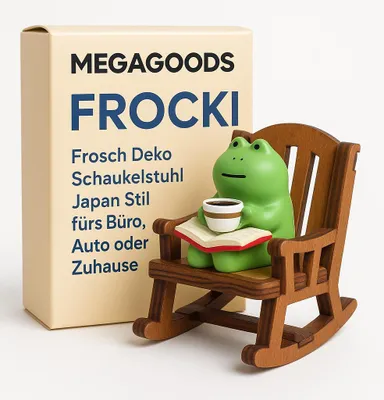 Produktbild von Frosch Deko Schaukelstuhl Japan Stil fürs Büro Auto oder Zuhause DE.