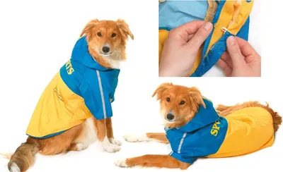 Produktbild von Karlie Hunde Regenmantel Sportiv Dog Tex gelb-blau 2 in 1 mit Fleece 48 cm, Größe:40 cm