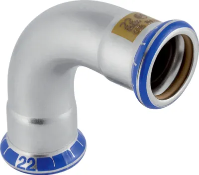 Image de Geberit GE Mapress, acier inoxydable, gaz, coude, 90°, d15 mm, 1 pièce.