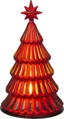 Obrázok produktu pre LED stromček s hviezdou – červený – zo skla – cca 10 x 18 cm
