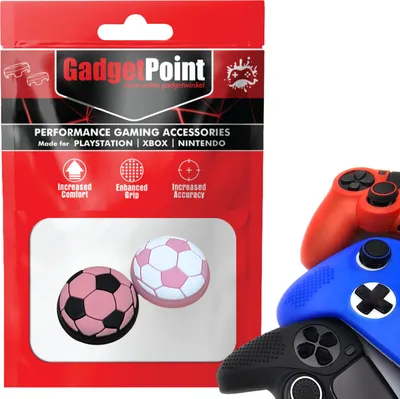 Produktbild von Thumbgrips - Thumb Grips voor PlayStation, PS5, Xbox X/S, One & Switch Pro Controller - Gaming Thumbgrips - Performance Anti-Slip Thumbsticks - Bescherming Accessoires - Voetbal - Roze Zwart Wit -