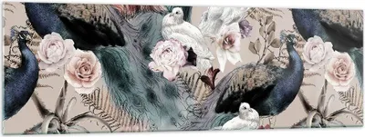 Produktbild von Bilder auf glas - Einteilig - Pfauen Squab Flamingos - 160x50cm - Glasbilder - Wandbilder - Bilder - zum Aufhängen bereit - Wanddekoration aus Glas - Glas Bilder - Wandbild auf Glas - GAB160x50-4890