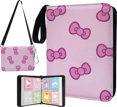 Produktbild von Kartenmappe in Pink für Mädchen, 4 Taschen mit 50 Hüllen für bis zu 400 Sammelkarten, Wasserdichte Aufbewahrungstasche mit Schultergurt