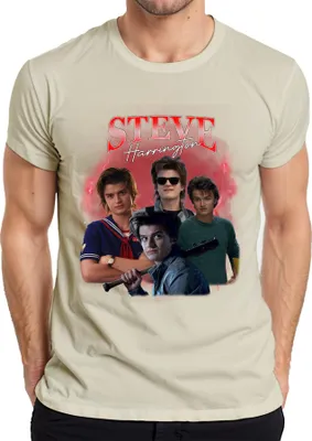 Imagen del producto de Camiseta para hombre, diseño "Steve Harrington" de la serie "Stranger Things", ideal como regalo para fans, con motivo de "babysitter" (cuidador), ambientada en Hawkins, color natural, talla XL