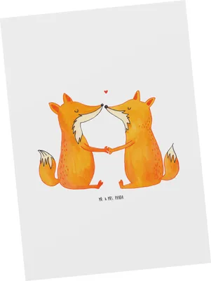 Produktbild von Mr. & Mrs. Panda Postkarte Füchse Liebe - Weiß - Geschenk, Postkarten, einzelkarte, Fuchs, Ansichtskarten, Ansichtskarte, Freundin, Grußkarte, Fox, Ehefrau