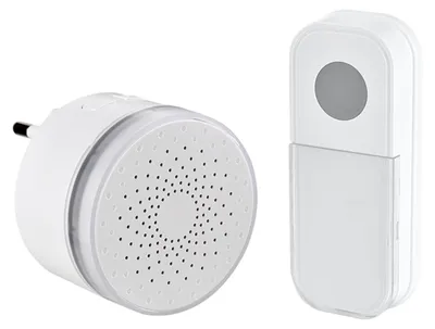 Produktbild von Solight kabellose Mini-Türklingel, Steckdose, 180 m, weiß, Lerncode 1L77