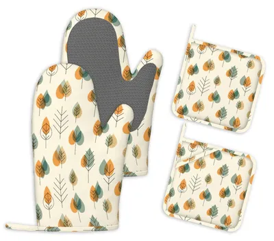 Immagine prodotto di Set di 4 guanti da forno e presine in silicone, resistenti al calore e antiscivolo, ideali per la cucina e il barbecue
