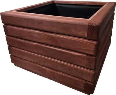 Obrázek produktu pro HolzGarden Dřevěný květináč z masivu impregnovaný včetně vnitřní netkané textilie 40×30×40 cm barva Červená venkovní truhlík na květiny 29 l