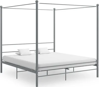 Obrázek produktu pro Rám postele s nebesy šedý kovový 180 x 200 cm