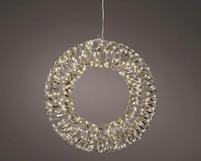 Productafbeelding van Warm wit 400 Micro-LED flash verlichte krans frame goud dia 38 cm Lumineo