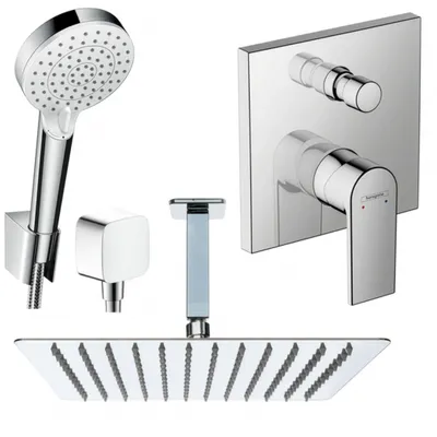 Produktbild von Hansgrohe und Jowi Unterputz Duschsystem, Kopfbrause mit Deckenanschluss, Vernis Shape Duscharmatur, OHNE iBox