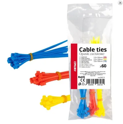 Produktbild von 60 Kabelbinder Kabelstrapse Kabelband Montagebinder Sortiment Rot Gelb Blau