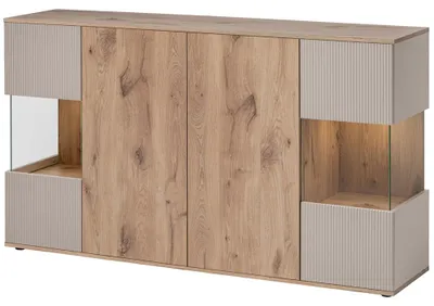 Produktbild von Wohnzimmer Sideboard mit 160 cm Breite in Eiche und Kaschmir, 4 Türen - CARRICA-164