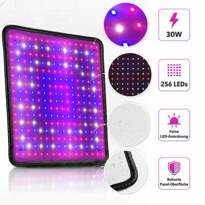 Produktbild von Vollspektrum Pflanzenlampe 256 LEDs, 30W LED Wachstumslampe, Intelligente Pflanzenleuchte für Aussaat, Sämlinge & Blüte, für Indoor Garten