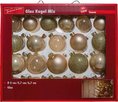 Produktbild von TrendLine Weihnachtskugeln aus Glas Ø 5/ 5,7/ 6,7 cm champagner 42 Stück